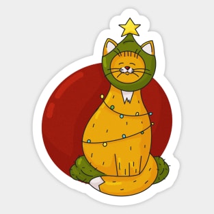 Cristmas Cat Tree Sticker